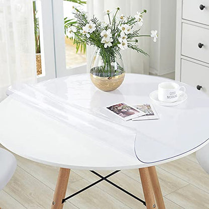 30 Inch Round Clear Plastic Table Protector 1.5mm Thick Clear Plastic Tablecloth Wipeable Water Resistant Tabletop Cover PVC Vinyl Circle Furniture Cover Coffee Dining Tabletop Protective Pad - color: Round New Clear 1.5mm, size: 30" x 30"