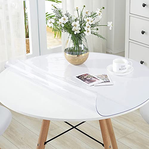 30 Inch Round Clear Plastic Table Protector 1.5mm Thick Clear Plastic Tablecloth Wipeable Water Resistant Tabletop Cover PVC Vinyl Circle Furniture Cover Coffee Dining Tabletop Protective Pad - color: Round New Clear 1.5mm, size: 30" x 30"