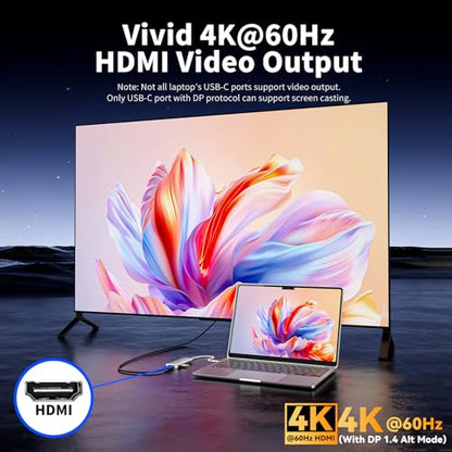VANGREE USB C Hub 8 in 1, 3 USB-C+3 USB-A 3.2 10Gbps, 4K60Hz HDMI, 100W PD - color: Silver