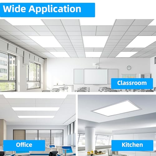 4 Pack 2x4 LED Flat Panel Light Drop Ceiling Light Fixture,7800 LM | 2x4 FT Edge-Lit LED Flat Panel Light,5000K 0-10V Dimmable Recessed Drop Ceiling Fixture for Office Retail Shop,ETL