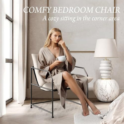 Accent Chair Living Room Chairs Accent Chairs Set of 2 Comfy Reading Chair for Bedroom Upholstered Lounge Chair Mid Century Modern Arm Chair Side Sofa Chair Armchair Waiting Room Chairs(Cream, 2) - color: Cream
