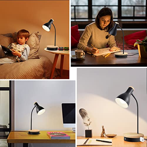 LALISU Metal Desk Lamp Wireless Charging Table Lamp Touch Reading Lights - color: Black