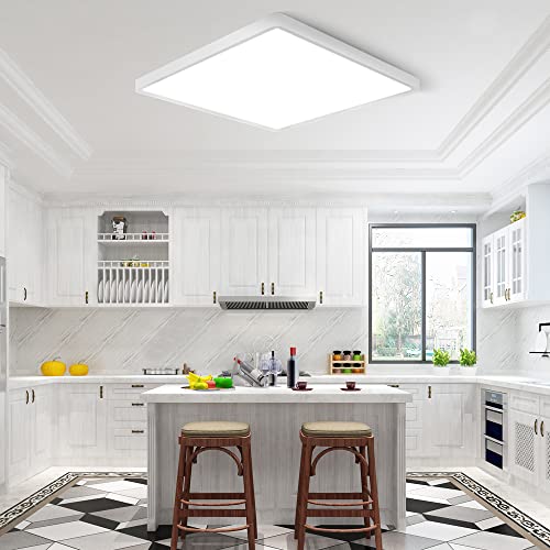 LED Flush Mount Ceiling Light Fixture, 5000K Daylight White, 12inch 24W, 3200LM, Slim Flat Panel Lighting Fixture, Square Modern Ceiling Lamp for Bedroom, Kitchen, Living Room, Closet, Stairwell - color: Daylight White, size: Square-White
