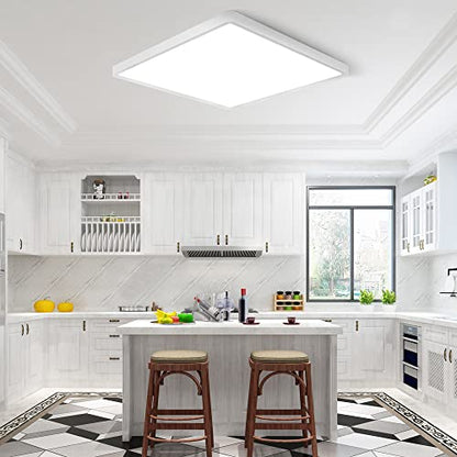 LED Flush Mount Ceiling Light Fixture, 5000K Daylight White, 12inch 24W, 3200LM, Slim Flat Panel Lighting Fixture, Square Modern Ceiling Lamp for Bedroom, Kitchen, Living Room, Closet, Stairwell - color: Daylight White, size: Square-White