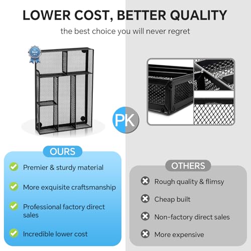 Desk Drawer Organizer, Office Drawer Divider Organizer Tray with 6 Compartments, Metal Mesh Desktop Organization and Accessories for Stationery Makeup Kitchen Toolroom School ＆Office, 12.6x8.27x1.6 in - size: Large