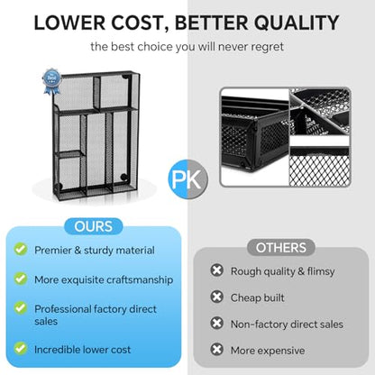 Desk Drawer Organizer, Office Drawer Divider Organizer Tray with 6 Compartments, Metal Mesh Desktop Organization and Accessories for Stationery Makeup Kitchen Toolroom School ＆Office, 12.6x8.27x1.6 in - size: Large