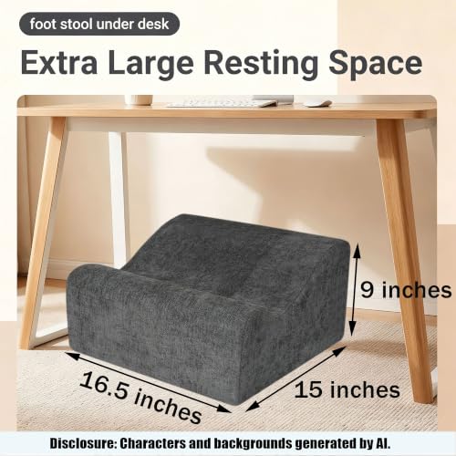 Large Foot Rest for Under Desk at Work, Footrest with Washable Cover for Office,Multifunctional Home Footrest,Dark Gray+AA - color: Dark Gray+aa