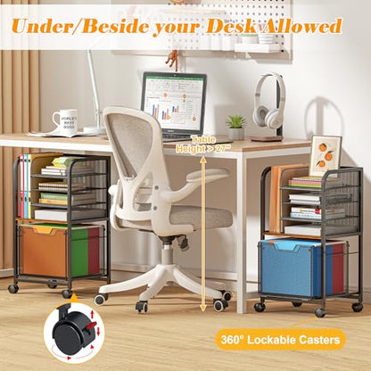Feyejade 5-Tier Rolling File Cart Cabinet Under Desk Storage Organizer - size: 5-Tier