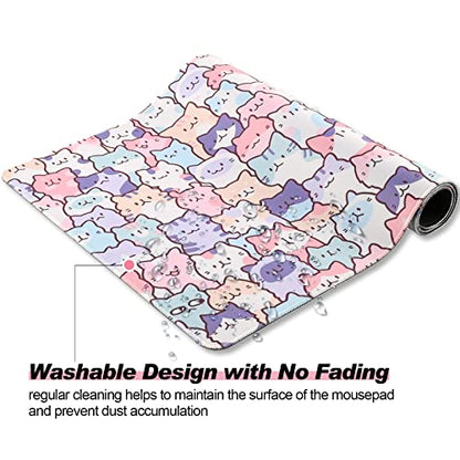 Cute Kawaii Cat Gaming Desk Mat, Extended Large Mouse Pad, Pink - color: Cat