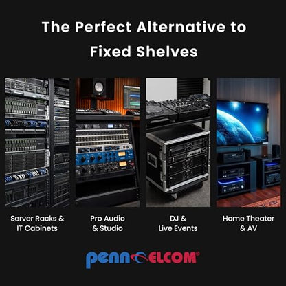 Penn Elcom R1290/1U Sliding Rack Tray (Audio, AV, IT, DJ) Equipment Shelf for 1 Rack Space up to 15 Inch Deep