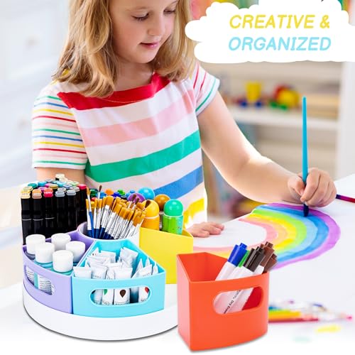 CraftGenes Rotating Art Supply Organizer, 7 Removable Compartments, Rainbow - color: Colorful