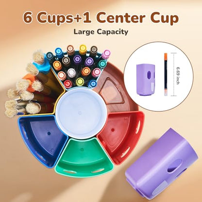GAMENOTE Rotating Art Supply Organizer, Lazy Susan Caddy, Small | Rotating organizer keeps markers, crayons and craft supplies visible and easy to reach on classroom or home desks - size: Small, 8"d x 5"h