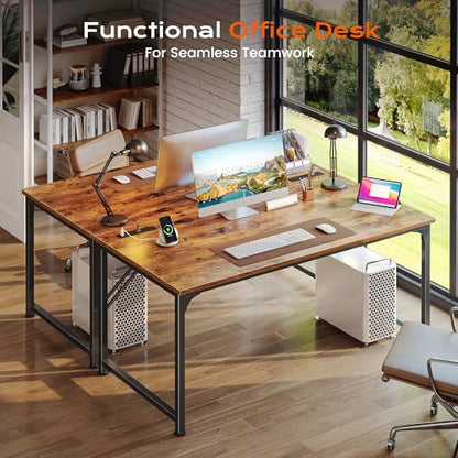 PRAISUN 47 X 24 Inch Deeper Desk with Power Outlets - color: Rustic Brown, size: 47.2*23.6 inch