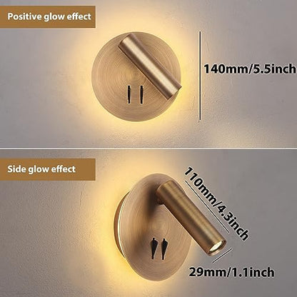 Wall Mount Reading Light for Bed, Backlight Night Wall Lamp, Hardwired Sconce with Switch, Adjustable Wall Sconce Surface Mount Book Reading Lamp,LED Wall Lighting for Bedroom Bedside Lamps (Bronze) - color: Bronze
