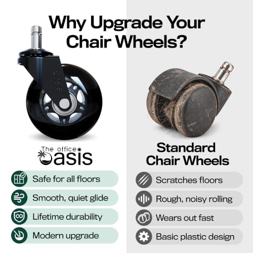 The Office Oasis Original Office Chair Wheels (As Seen On PBS), Black - color: All Black