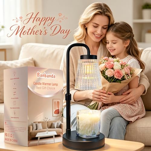 Banbanda Candle Warmer Lamp with Timer: Mothers Day Gifts, Birthday Gifts for Women, House Warming Gifts New Home Decor – Height Adjustable Candle Lamp - with 2 Bulbs - color: Clear