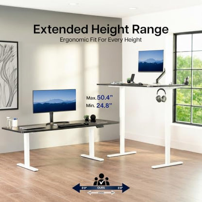 VIVO Dark Walnut 63 x 32 in Standing Desk, DESK-KIT-2EWD - color: Dark Walnut Top / White Frame, size: 63 x 32 inch