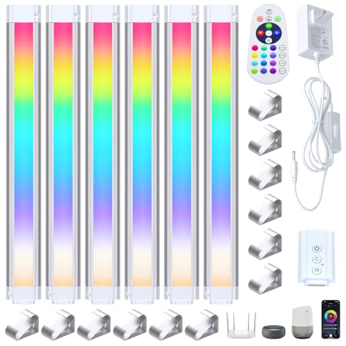 Plug in Under Cabinet Lighting Kit, Dimmable Kitchen Undercounter Lights, White & Color Ambiance Smart LED Bar Compatible with Alexa, Google Home. Under Counter Lights for Shelf, Sink, Desk, Closet.