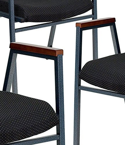 Flash Furniture 4 Pack HERCULES Series Heavy Duty Black Dot Fabric Stack Chair with Arms - color: Black Patterned Fabric, size: Set of 4