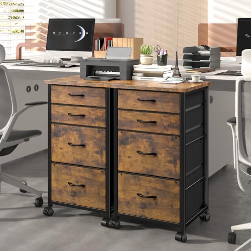 DurayLoly 4-Drawer Rolling File Cabinet Fits A4 Letter Size For Home Office | Printer Stand With Stable Frame, Large Capacity, Easy To Move And Assemble With Lockable Casters, Rustic Brown - color: Rustic Brown