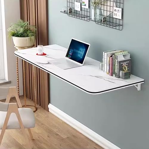 Wall Mounted Folding Table for Laundry Room, Floating Desk for Wall Small Spaces, Fold Down Table for Home Office Computer Workstation,Study Work Bench, Kitchen Dining (White 35.4"×19.7") - color: White, size: 35.4 × 19.7 in