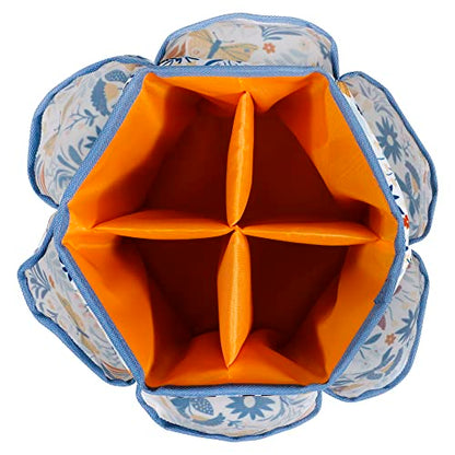 SINGER 360 Rotating Sewing Organizer Caddy, Butterfly Floral Desk Storage | 360-degree rotating desktop organizer with 4 padded compartments and 6 outer pockets; keeps thread, tools and notions handy