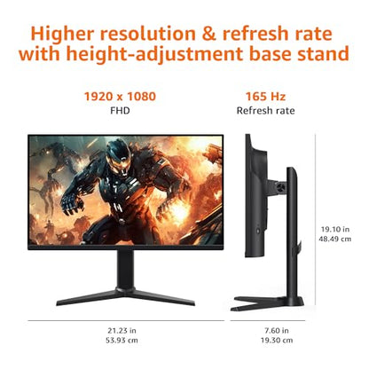 Amazon Basics 24 Inch (23.8 inch viewable) Gaming Monitor, FHD 1080P, 165Hz, VESA Compatible, Adaptive sync, 1ms Response, Black - size: 23.8 inch viewable, style: 165Hz