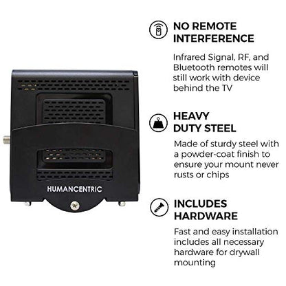 HumanCentric Cable Box & Modem Mount | Adjustable Wall Mount | For Small & Wide Devices, Cable Boxes, Modems, DVD Players, Streaming Media Devices, Mount Behind TV, Hardware Included - size: Small and Wide
