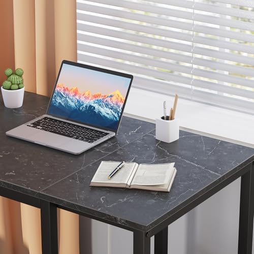 SINPAID Computer Desk 40 inches with 2-Tier Shelves Sturdy Home Office Desks with Large Storage Space Modern Gaming Desk Study Writing Laptop Table, Black Marble - color: Black Marble, size: 40 IN