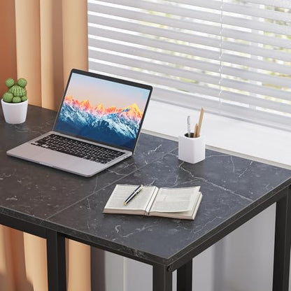 SINPAID Computer Desk 40 inches with 2-Tier Shelves Sturdy Home Office Desks with Large Storage Space Modern Gaming Desk Study Writing Laptop Table, Black Marble - color: Black Marble, size: 40 IN