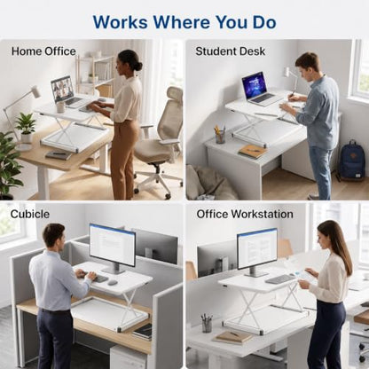 Uncaged Ergonomics Small Standing Desk Converter & Desk Riser (White) - color: White
