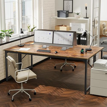 PRAISUN 80 X 24 Inch Computer Desk, Power Outlets, USB-C, Rustic Brown - color: Rustic Brown, size: 80inch