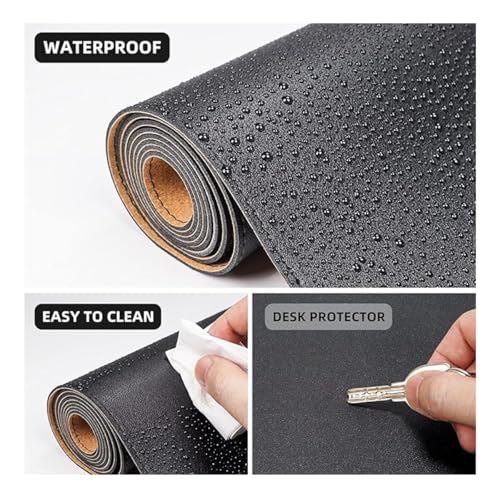 Desk Pad, Leather Non-Slip Laptop Computer Desk Keyboard Mat, Table Protector Blotter Mat, Large Mouse Pad (23.6" x 11.8")-Black - color: Black