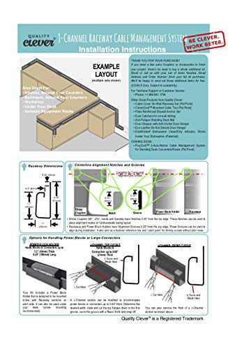 J Channel Cable Raceway System, 100” Total, Cable/Wire Management Solution for Desk, Home, Office, Kitchen, or Workshop, Includes Couplers to Cover Gaps & Solution for Power Blocks & Outlet Strips