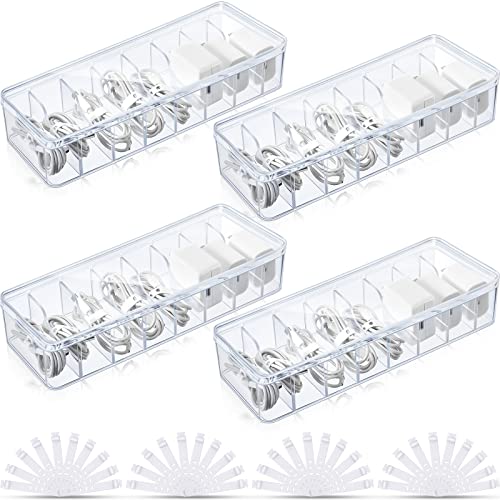 Tatuo Cord Organizer Box with Lid, Clear, 4 Pack - color: Clear