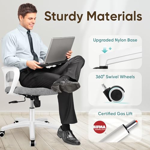 ETONEX Office Chair with Ergonomic Mid Back Cushion Lumbar Support Adjustable Swivel Rolling Computer Gaming Desk Chair Comfy Mesh Seat Wheels Home Executive Use (1, Grey) - color: Grey