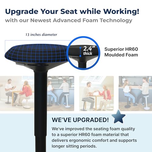 Standing Desk Stool Chair, Height Adjustable Stool 16-24 inch for Office and Classroom, Swivel seat, Anti-Slip Bottom Ergonomic Wobble Stool with Rocking Motion, Black - color: Matte Black, size: 16-24 inch