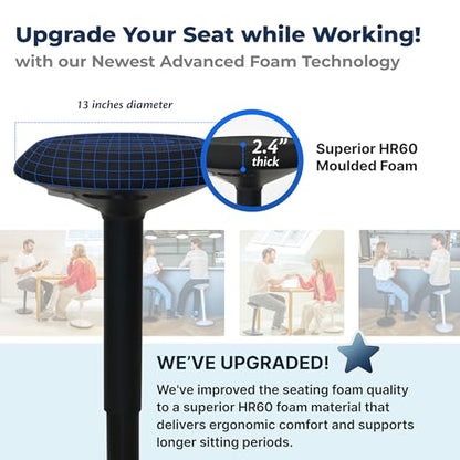 Standing Desk Stool Chair, Height Adjustable Stool 16-24 inch for Office and Classroom, Swivel seat, Anti-Slip Bottom Ergonomic Wobble Stool with Rocking Motion, Black - color: Matte Black, size: 16-24 inch