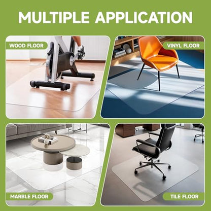 SOONAN Chair Mat for Hardwood Floors 63" x 51", Clear 0.08" Thick Office Desk Chair Mat, Non-Slip Stays Flat No Curling, Heavy Duty Floor Protector for Wood, Tile, Laminate & Vinyl, Home Office - size: 63" x 51" x 0.08"