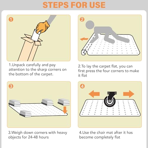 Office Chair Mat for Carpet, 36" x 48" Clear Desk Chair Mat with Lip, Heavy Duty Plastic Floor Protector for Low Pile Carpet, Smooth Easy Glide Under Desk for Office or Home