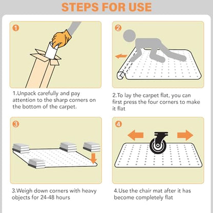 Office Chair Mat for Carpet, 36" x 48" Clear Desk Chair Mat with Lip, Heavy Duty Plastic Floor Protector for Low Pile Carpet, Smooth Easy Glide Under Desk for Office or Home