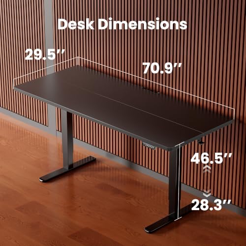ErGear Height Adjustable Electric Standing Desk, 71 x 30 Inches Sit Stand up Desk, Memory Computer Home Office Desk, Black - color: Black, size: 71 X 30 Inches