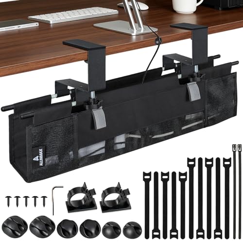 Under Desk Cable Organizer, Cable Management Tray, Clamp or Screw Mount