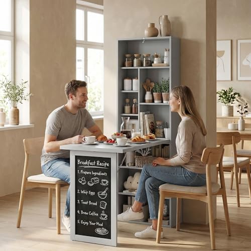 HOMCOM Foldable Desk Wall Mounted Convertible Table for Small Spaces, Gray - color: Charcoal Gray