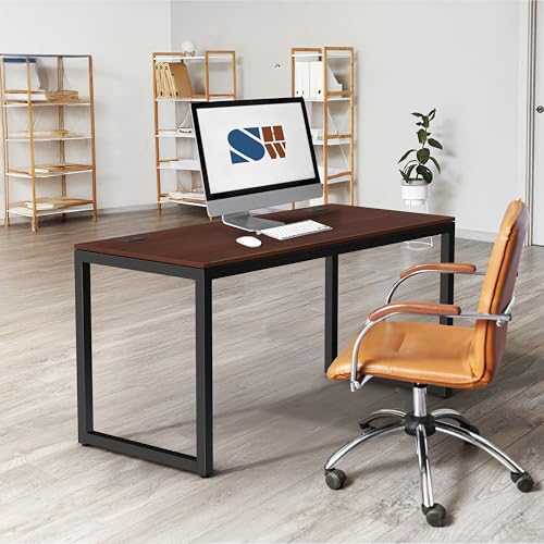 SHW 55-Inch Commercial-Grade Office Computer Desk, Cherry - color: Cherry, size: 55-Inch