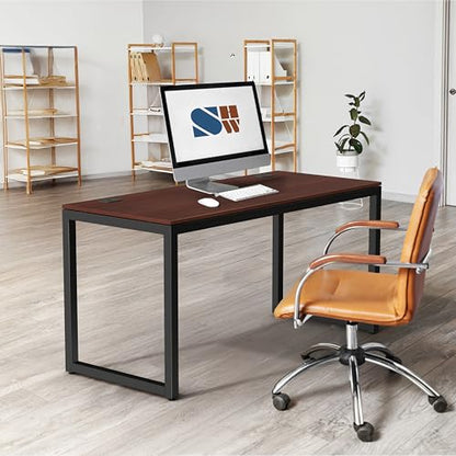 SHW 55-Inch Commercial-Grade Office Computer Desk, Cherry - color: Cherry, size: 55-Inch
