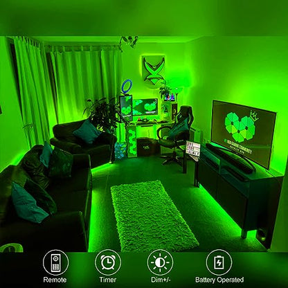 echosari Strip Lights Battery Powered with Remote Timer for Cabinet Shelve - color: Green, size: 9.8Ft