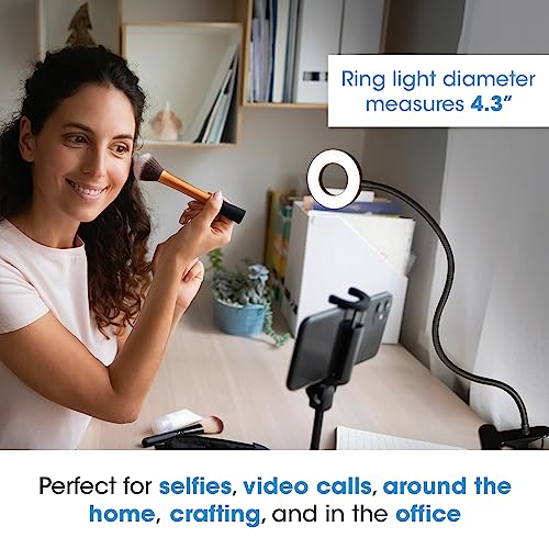 OttLite Capture Clip-On LED Ring Light, Black | ClearSun LEDs | 3 Color Temperature Modes | 10 Brightness Levels | 21.25-Inch Flexible Neck - color: Black Clip-On Light