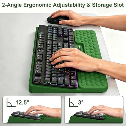Ergonomic Keyboard Stand with Soft Memory Foam Wrist Rest for Office - color: Green