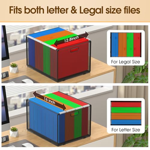 MaxGear Hanging File Organizer Box,Letter Size File Folder Organizer,2 Pack - style: Full Mesh-2 Pack